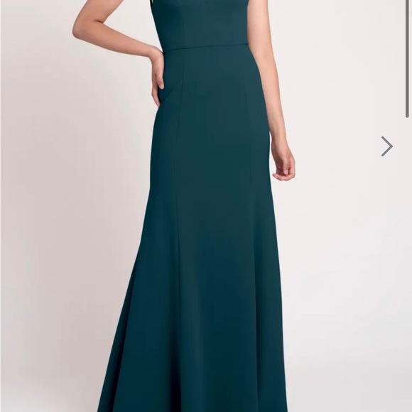 Jenny Yoo “Taryn” floor length gown in “Caspian Sea” color. - Picture 5 of 15